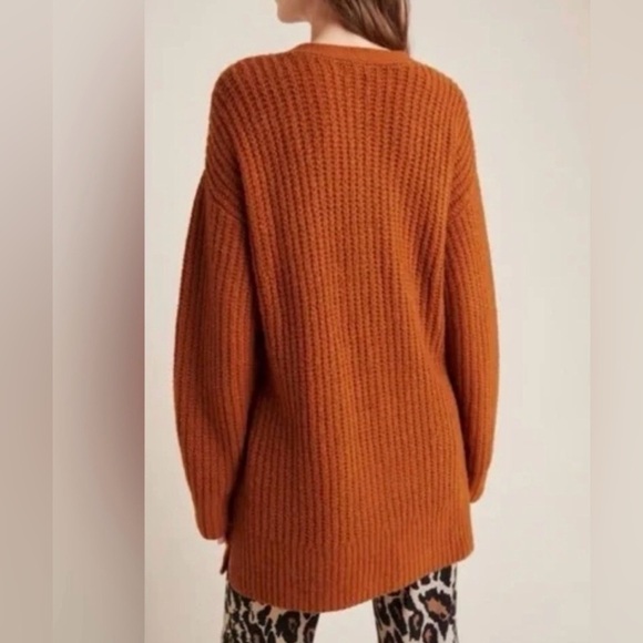 Anthropologie Marino wool blend cottagecore burnt orange oversize Cardigan - Picture 2 of 8